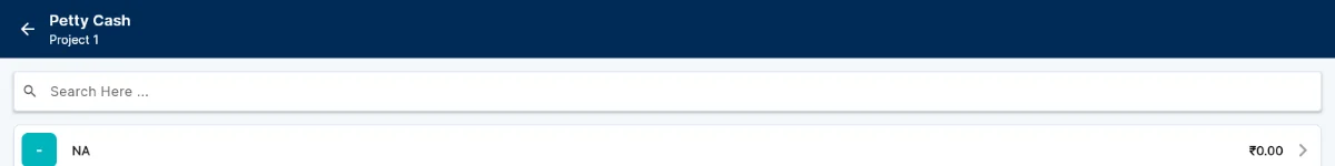 The Petty Cash list, with a balance against each account.